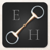 Eggstut Snaffle Bit Monogrammed Equestrian Kartonnen Onderzetters (Voorkant)