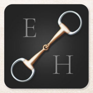 Eggstut Snaffle Bit Monogrammed Equestrian Kartonnen Onderzetters