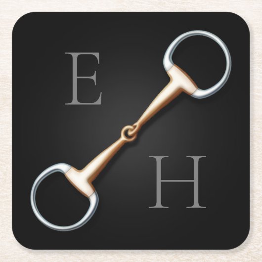 Eggstut Snaffle Bit Monogrammed Equestrian Kartonnen Onderzetters (Voorkant)