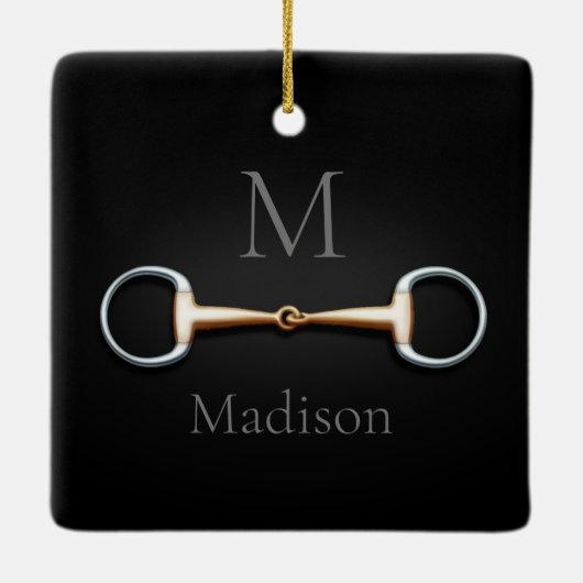 Eggstut Snaffle Bit Monogrammed Equestrian Keramisch Ornament (Achterkant)