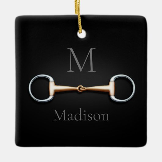 Eggstut Snaffle Bit Monogrammed Equestrian Keramisch Ornament (Voorkant)