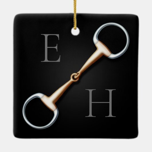 Eggstut Snaffle Bit Monogrammed Equestrian Keramisch Ornament (Achterkant)