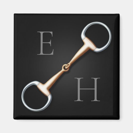Eggstut Snaffle Bit Monogrammed Equestrian Magneet (Voorkant)