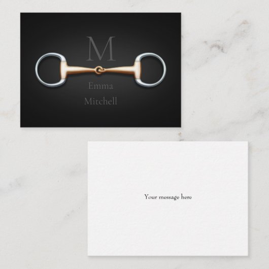 Eggstut Snaffle Bit Monogrammed Equestrian Notitiekaartje (Voorkant / Achterkant)