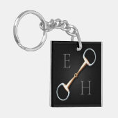 Eggstut Snaffle Bit Monogrammed Equestrian Sleutelhanger (Voorkant Links)
