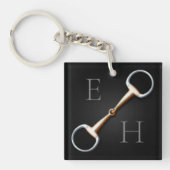 Eggstut Snaffle Bit Monogrammed Equestrian Sleutelhanger (Voorkant)