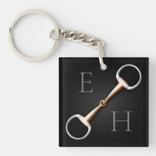 Eggstut Snaffle Bit Monogrammed Equestrian Sleutelhanger (Voorkant)