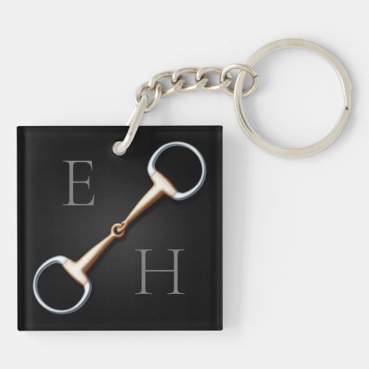 Eggstut Snaffle Bit Monogrammed Equestrian Sleutelhanger (Achterkant)