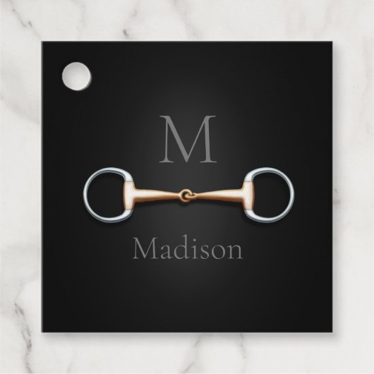 Eggstut Snaffle Bit Monogrammed Equestrian Square Bedankjes Labels (Voorkant)