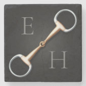 Eggstut Snaffle Bit Monogrammed Equestrian Stenen Onderzetter (Voorkant)