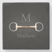 Eggstut Snaffle Bit Monogrammed Equestrian Stenen Onderzetter (Voorkant)