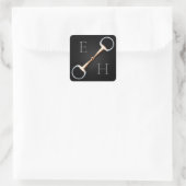 Eggstut Snaffle Bit Monogrammed Equestrian Vierkante Sticker (Tas)