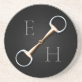 Eggstut Snaffle Bit Monogrammed Equestrian Zandsteen Onderzetter (Voorkant)