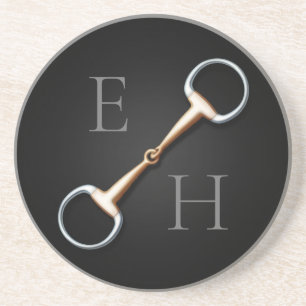 Eggstut Snaffle Bit Monogrammed Equestrian Zandsteen Onderzetter