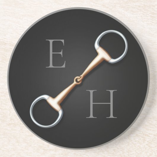 Eggstut Snaffle Bit Monogrammed Equestrian Zandsteen Onderzetter (Voorkant)