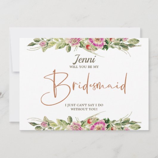  Eglantine Bloemen Bruidsmeisje Voorstel Kaart (Voorkant)