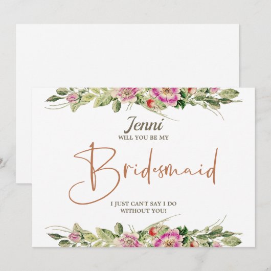 Eglantine Bloemen Bruidsmeisje Voorstel Kaart (Voorkant / Achterkant)