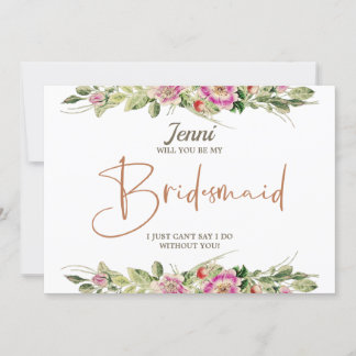 Eglantine Bloemen Bruidsmeisje Voorstel Kaart