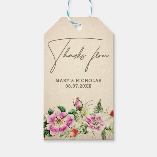 Eglantine Weddenschap Bedankt Gift Label Cadeaulabel (Voorkant)