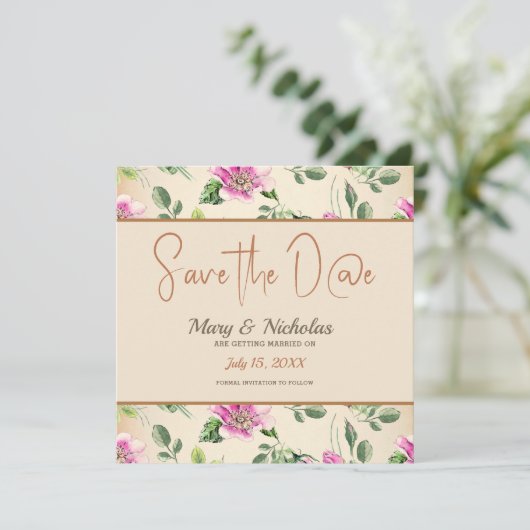  Eglantine Wedding Save the Date Invitation Kaart (Staand voorkant)
