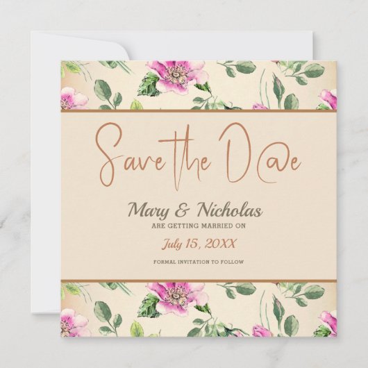 Eglantine Wedding Save the Date Invitation Kaart (Voorkant)