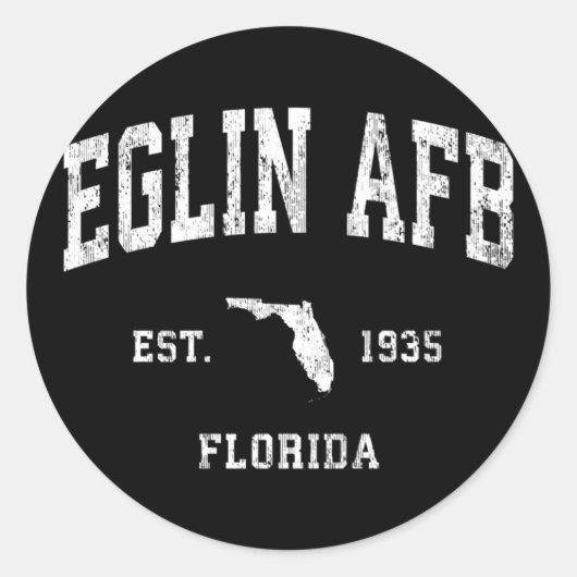 Eglin AFB Florida FL Atletische Sport Ronde Sticker (Voorkant)
