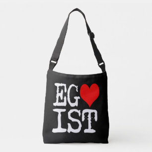 Egoist Red Heart Black Crossbody Tas