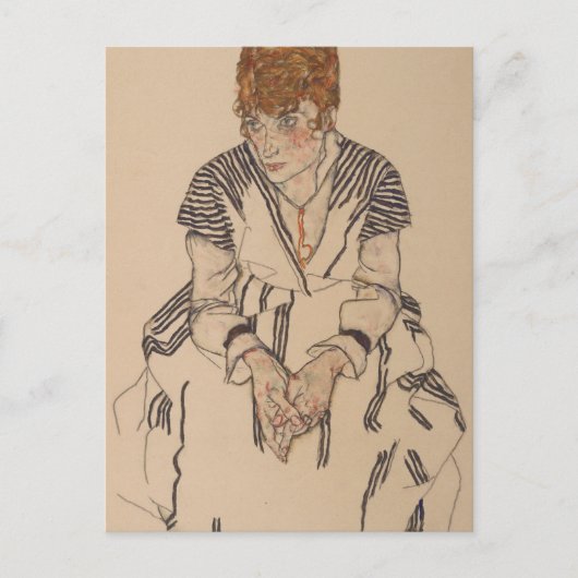 Egon Schiele- Artiest's zuster in de Wet Briefkaart (Voorkant)