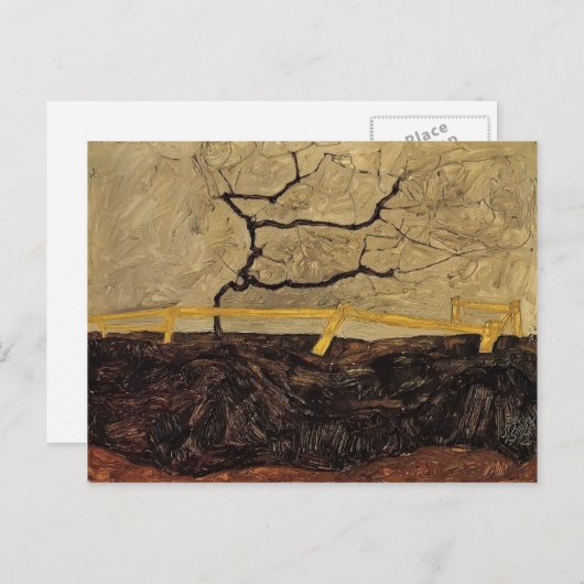 Egon Schiele- Bare Tree achter een hek Briefkaart (Voorkant / Achterkant)