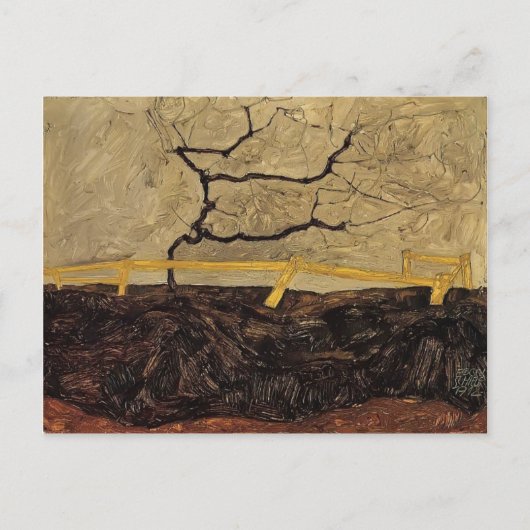 Egon Schiele- Bare Tree achter een hek Briefkaart (Voorkant)