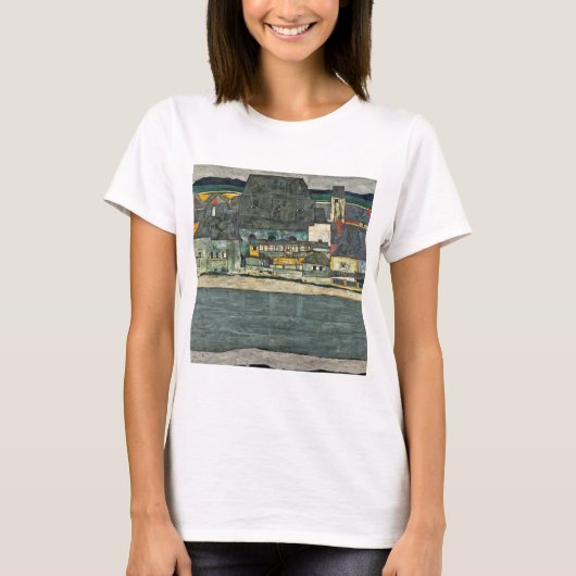 Egon Schiele casas junto al rio ciudad vieja. T-shirt (Voorkant)