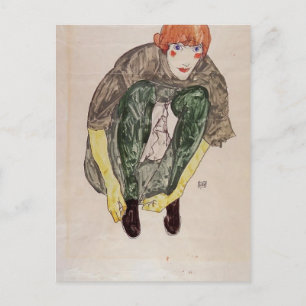 Egon Schiele- Crouching Figuur (Valerie Neuzil) Briefkaart