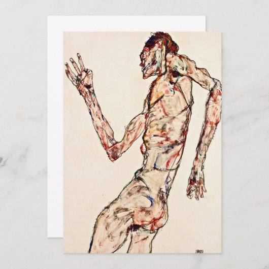 Egon Schiele - De danser Aankondiging (Voorkant / Achterkant)