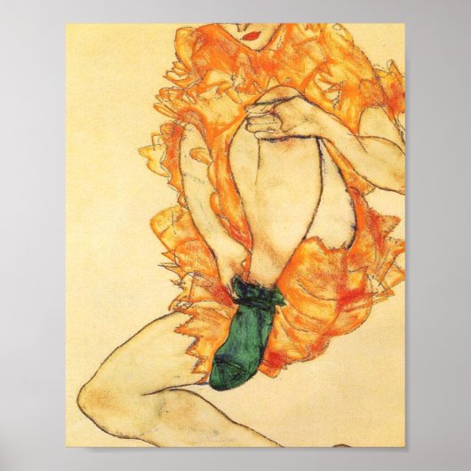 Egon Schiele - De Groene Stocking Poster (Voorkant)