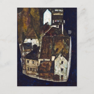 Egon Schiele Dead City III op de blauwe rivier Briefkaart