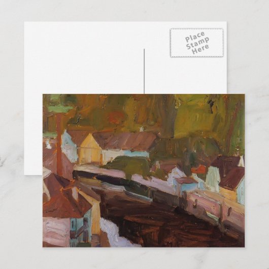 Egon Schiele- dorp door de rivier Briefkaart (Voorkant / Achterkant)