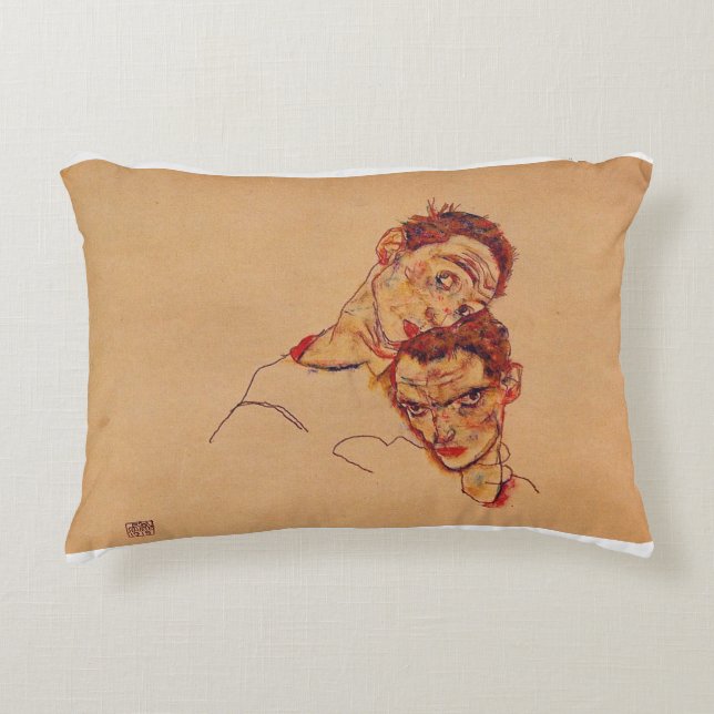Egon Schiele - Double Self Portrait Accent Kussen (Voorkant)