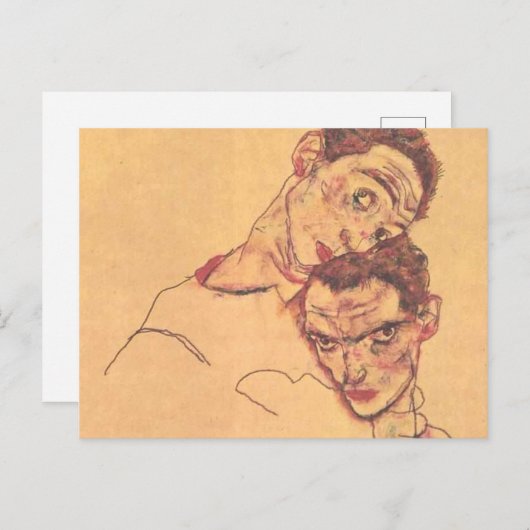 Egon Schiele - Double Self Portrait Briefkaart (Voorkant / Achterkant)