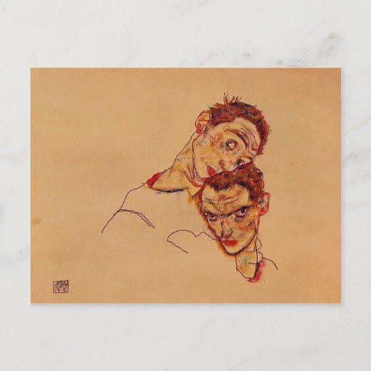 Egon Schiele- Double Self Portrait Briefkaart (Voorkant)