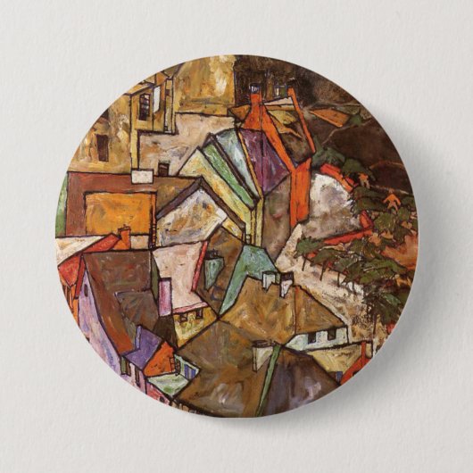 Egon Schiele - Edge of Town Ronde Button 7,6 Cm (Voorkant)