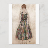 Egon Schiele - Edith Schiele in Striped Dress 1915 Briefkaart (Voorkant)