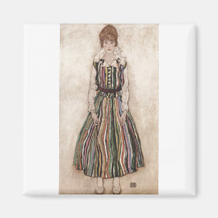 Egon Schiele - Edith Schiele in Striped Dress 1915 Magneet