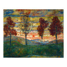 Egon Schiele Four Trees Tree Natuur Park Herfst