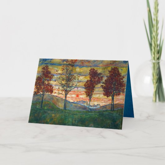 Egon Schiele Four Trees Tree Natuur Park Kaart (Voorkant)
