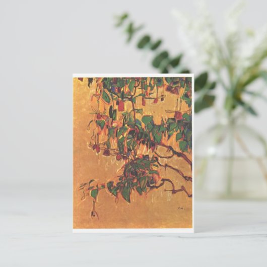 Egon Schiele- Fuchsia Briefkaart (Staand voorkant)