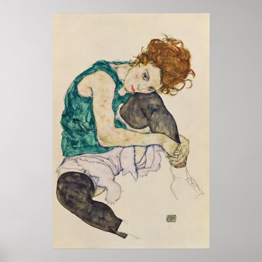 Egon Schiele 'Geplaatste vrouw' Expressionisme Kun Poster (Voorkant)