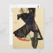 Egon Schiele-Girl in Blue Dress Briefkaart (Voorkant / Achterkant)