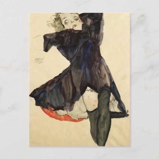 Egon Schiele-Girl in Blue Dress Briefkaart (Voorkant)