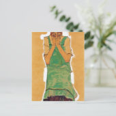 Egon Schiele - Girl met Green Pinafore Briefkaart (Staand voorkant)