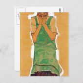 Egon Schiele - Girl met Green Pinafore Briefkaart (Voorkant / Achterkant)